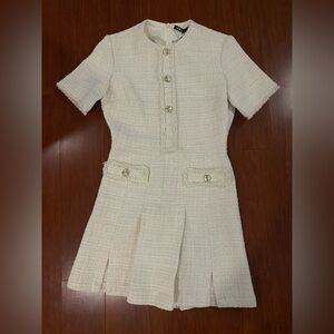 Maje White/Cream Tweed Elegant Dress
